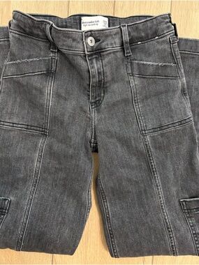 Abercrombie Kids Girls' Light Black Straight-Leg Jeans